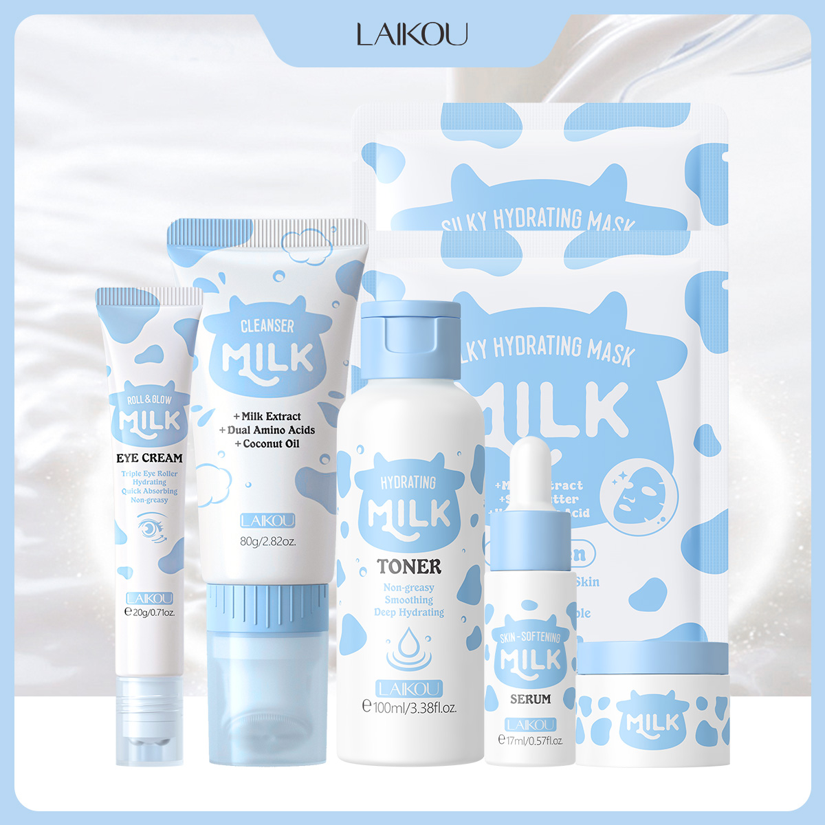 Skincare Glowing - LAIKOU 6Pcs Milk Hydrating Skin Care